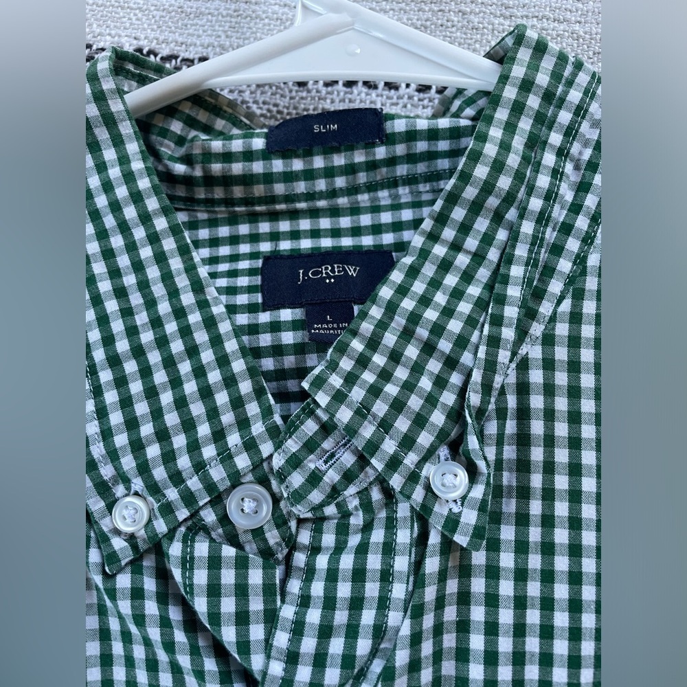 Green/white J Crew shirt